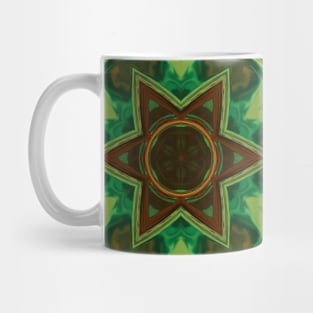 Mosaic Kaleidoscope Flower Green Yellow and Orange Mug